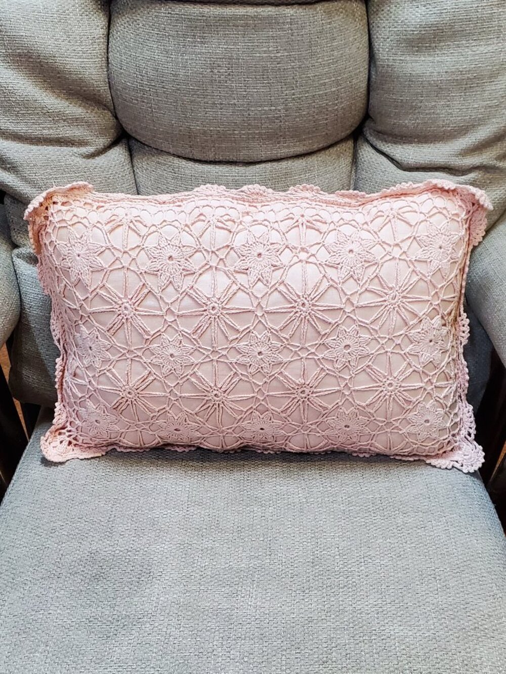 Peach Crochet Decorative Throw Pillow